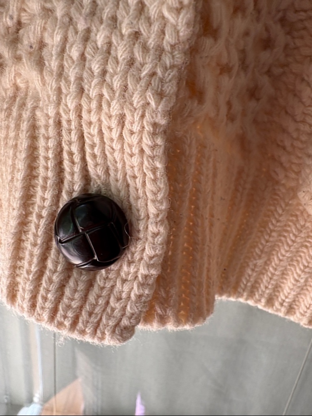 FRANCIS VALENTINE Chunky Cable Knit Button-Up Sweater Cardigan - Cream - Picture 8 of 17